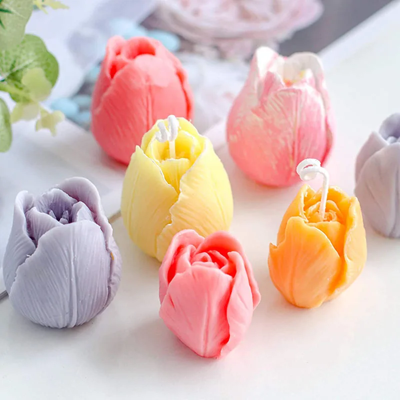 Silicone Mold Soap Molds 1Pcs 3D tulip flower For Soap making candle chocolate