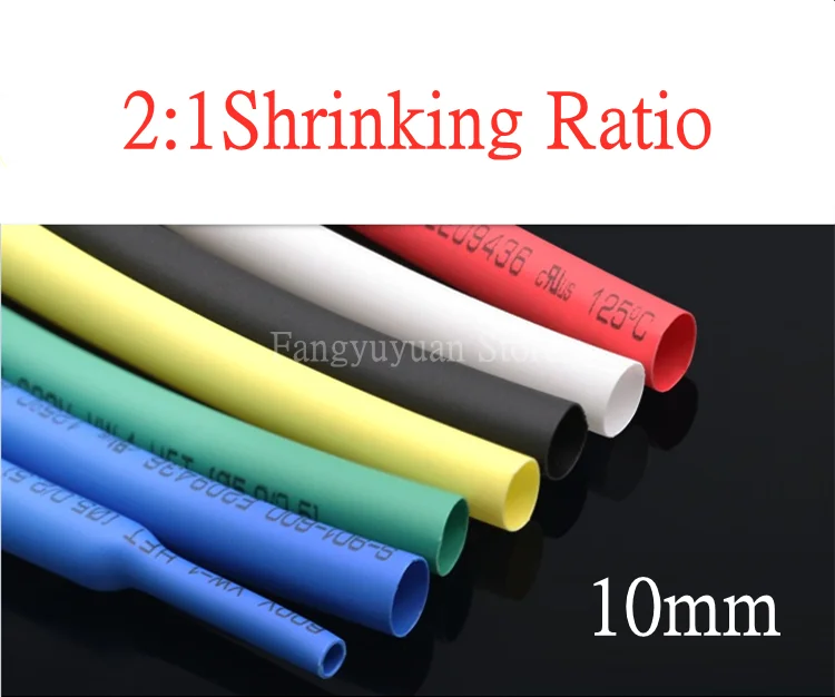 

1M Heat Shrink Tube 10mm Diameter Insulated Polyolefin 2:1 Shrinkage Ratio Wire Wrap Connector Line Repair 1KV Cable Sleeve