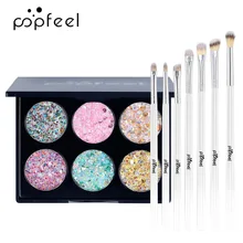 

6 Colors Eyeshadow 7 Brushes Colorful Shiny Eye Liner Eyeshadow Palette Long Lasting Shimmer Pigmented Cosmetic Makeup Set