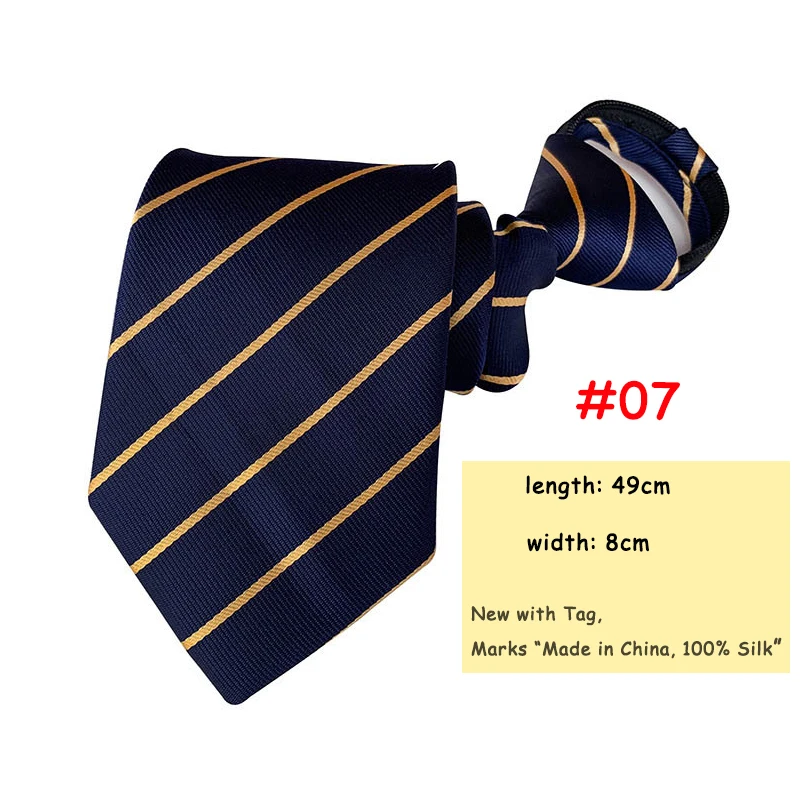 07 8CM Pre-tied Neck Ties For Men Adjustable Zipper Ties Striped Dots Paisley Men's Ties Bridegroom Party Dress Wedding Necktie - Цвет: 07