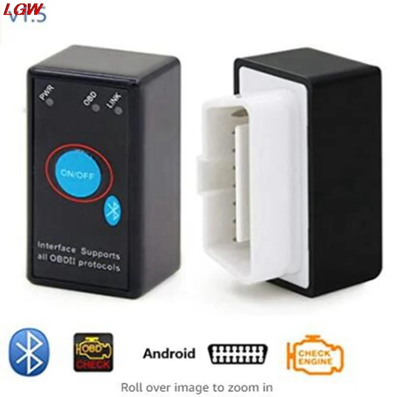 

Car Diagnostic Tool 16Pin Mini OBD2 Eml327 V1.5 Bluetooth Power Switch 12V OBDII Car Code Reader ELM 327 for Android