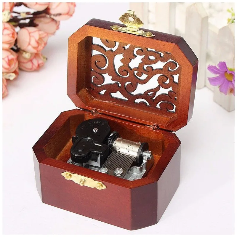 TOP!-classic octagon Woody wind up music box