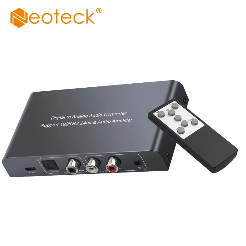 Neoteck DAC Digital to Analog Audio Converter With Remote Control Volume Control With Optical Cable Toslink Coaxial to RCA 3.5mm