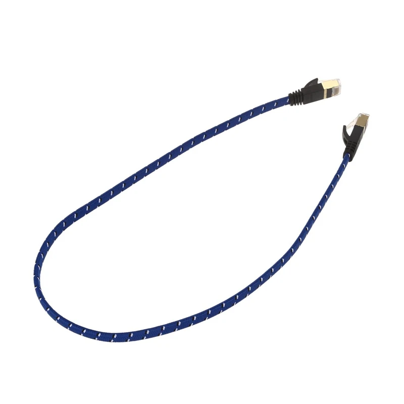50 см Плетеный Кот-7 10 гигабитный Ethernet кабель модем маршрутизатор патч RJ45 LAN сеть синий