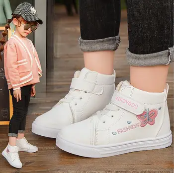 

Brand Children Casual Boots Butterfly Girls Princess Boot Student Flat Boots New Spring Winter Kids PU Leather Sneakers