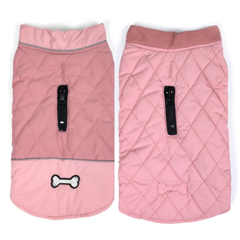 Dog winter clothes, large and medium sized dog coats, Golden Retriever small dog vest, pet supplies - Цвет: Розовый
