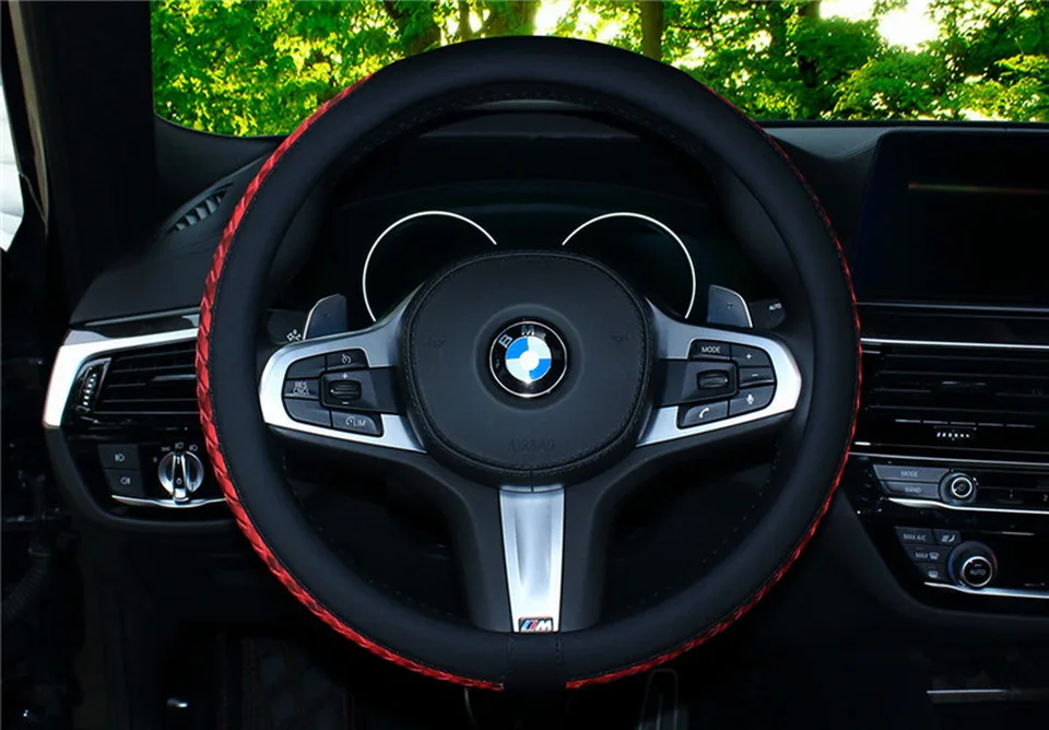 Универсальный кожаный автостайлинг крышка рулевого колеса автомобиля крышка общего спортивного типа вязальная ручка украшение салона автомобиля CAR014