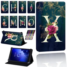 

Flower Letter Case for Alcatel 1T 7 10 / 3T 8 10 / A3 10 Tablet Anti-fall Lightweight Protective Case Cover + Stylus