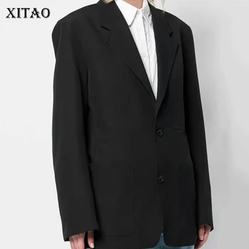 

XITAO Solid Color Loose Blazer Women Fashion Simple Casual Single Breasted Pocket All Match 2020 Autumn Women Clothes ZYQ4307