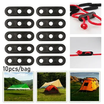 

10pcs/pack Outdoor Camping Adjustable Buckle Winding Anti Slip Rope Fastener Tools 3 Holes Quick Knot Windproof Tent Accessory