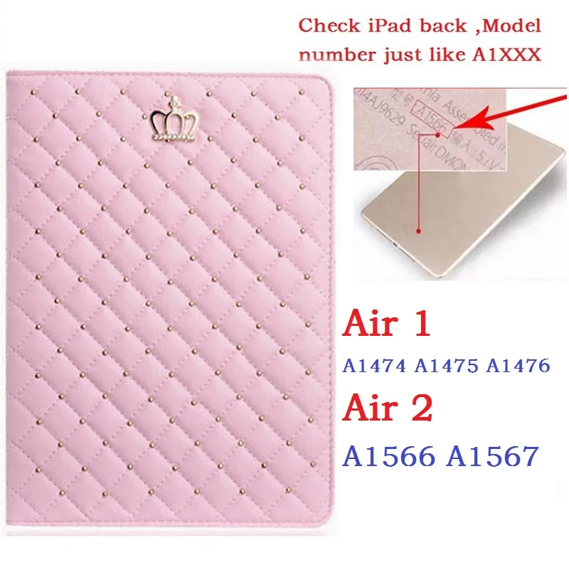 9,7 ''Корона Coque для iPad Air1 Air 1 чехол Роскошный умный авто-сон PU кожаный Стенд A1474 A1475 A1476 чехол для iPad Air 1 - Цвет: for iPad Air  Pink