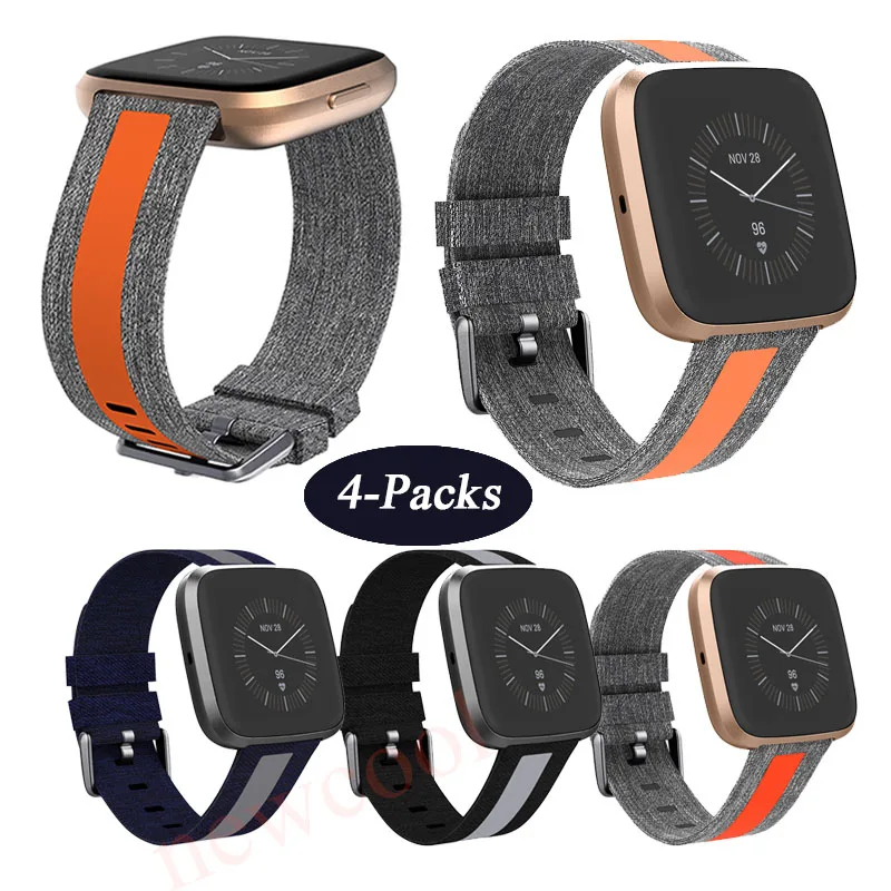 Холщовый ремешок для Fitbit Versa/Versa 2/Versa Lite/SE Smartwatch спортивный ремешок SE тканевый ремешок для часов сменный Браслет - Цвет: 4-packs