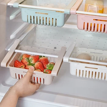 

Adjustable Refrigerator Organizer Drawer Basket Fridge Fresh Spacer Layer Pull-out Storage Rack Holder Stretchable