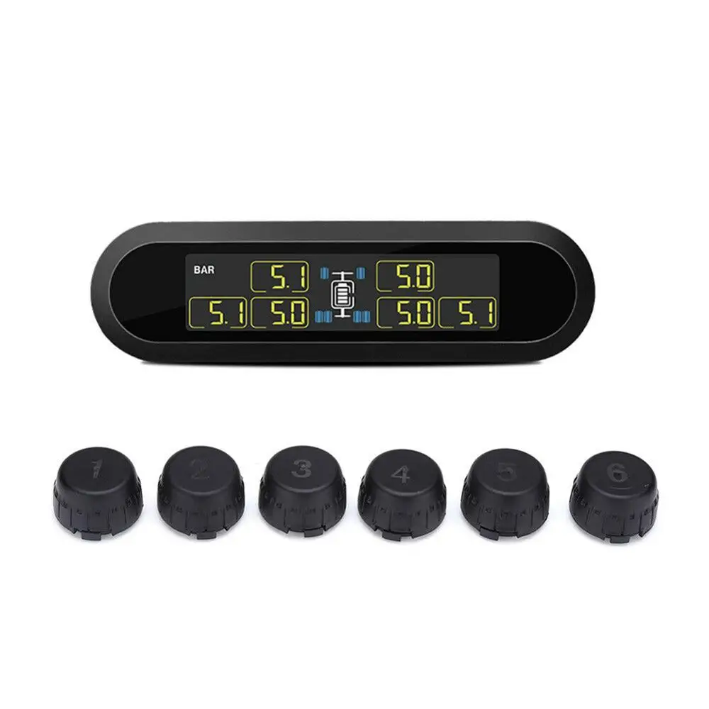 Автомобиль солнечной энергии lcd TPMS монитор давления в шинах Система+ 6 внешний датчик Предупреждение ющий инструмент для мониторинга