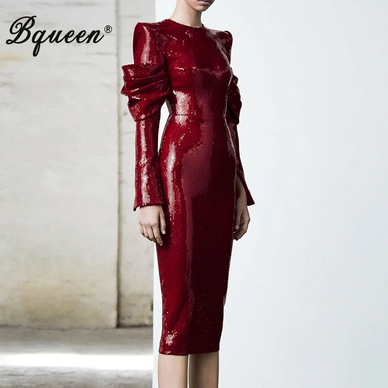 Женское винтажное платье миди Bqueen красное платье-футляр с круглым вырезом