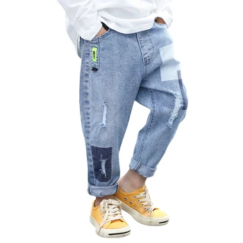 

Jeans For Boy Big Hole Kids Jeans For Boys Letter Children's Jeans Teenage Children's Clothes 6 8 10 12 14