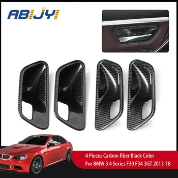 

For BMW 3 4 series F30 F34 3GT 2013-2018 4pcs Carbon Fiber Style ABS Car Inner Door Handle Bowl Frame Decoration Cover Trim