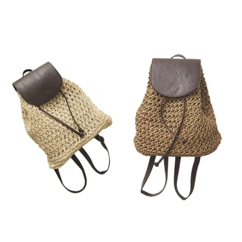 

Fashion Ladies Shoulder Bag Straw Bag Large Capacity Backpack Holiday Leisure Bag Beach Bag Straw Bag