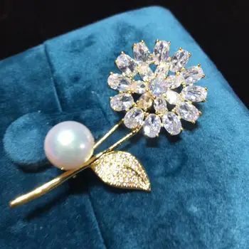 

Flower Brooch Pin Mountings Findings Settings Base Parts Fittings Accessories for Akoya Edison Pearls Agate Beads Stones