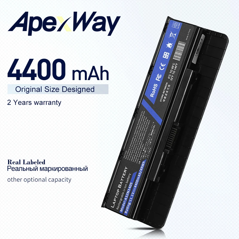 ApexWay 6 ячеек Батарея для Asus G771J G771JK G771JM G771JW G551 G551J G551JK G551JM A32LI9H A32N1405 A32N14O5