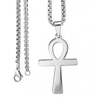 Mens 316L Stainless Steel Pendants Ancient Ankh Cross Egyptian Symbol Of Life Necklace Chain Jewelry 1