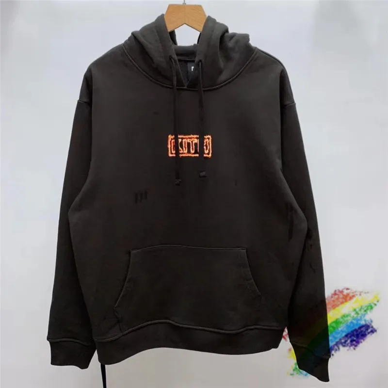 2020FW KITH FLAME Box Logo Hoodie Men Women 1:1 Top Version Washed 2020FW KITH FLAME Box Logo Hoodie Men Women 1:1 Top Version Washed