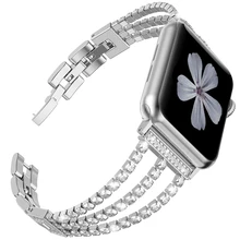 Роскошные цепи с бриллиантами, сменный ремешок для наручных часов Apple Watch Series 5 4 44 мм 42 мм запястье браслет ремешок для iwatch 1 2 3 40 мм, 38 мм