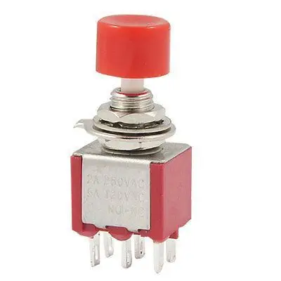 AC 2A/250V 5A/120V 6-контактный DPDT кнопка с самовозвратом кнопочный переключатель 2 NO 2 NC