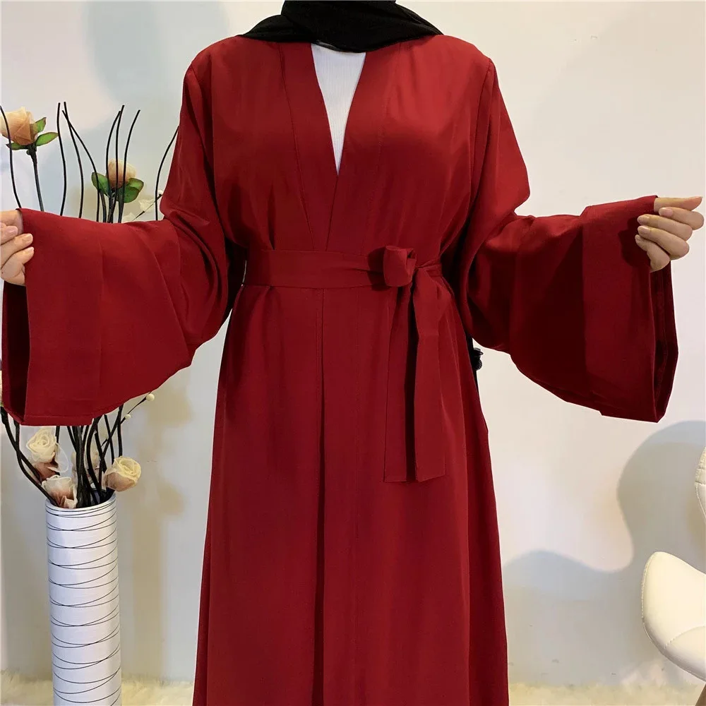 longo, robe sedoso liso, moda modesta, roupas elegantes, cor pura, moda Eid