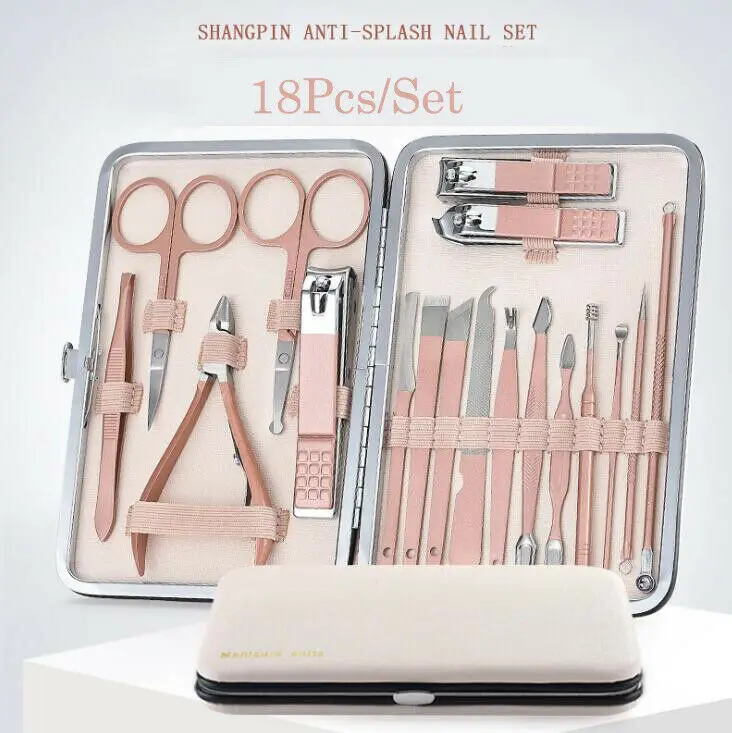 18 шт. профессиональные маникюрные наборы инструментов для ухода за ушками комплект ножниц для ногтей из нержавеющей стали Маникюрные щипчики для педикюра Инструменты