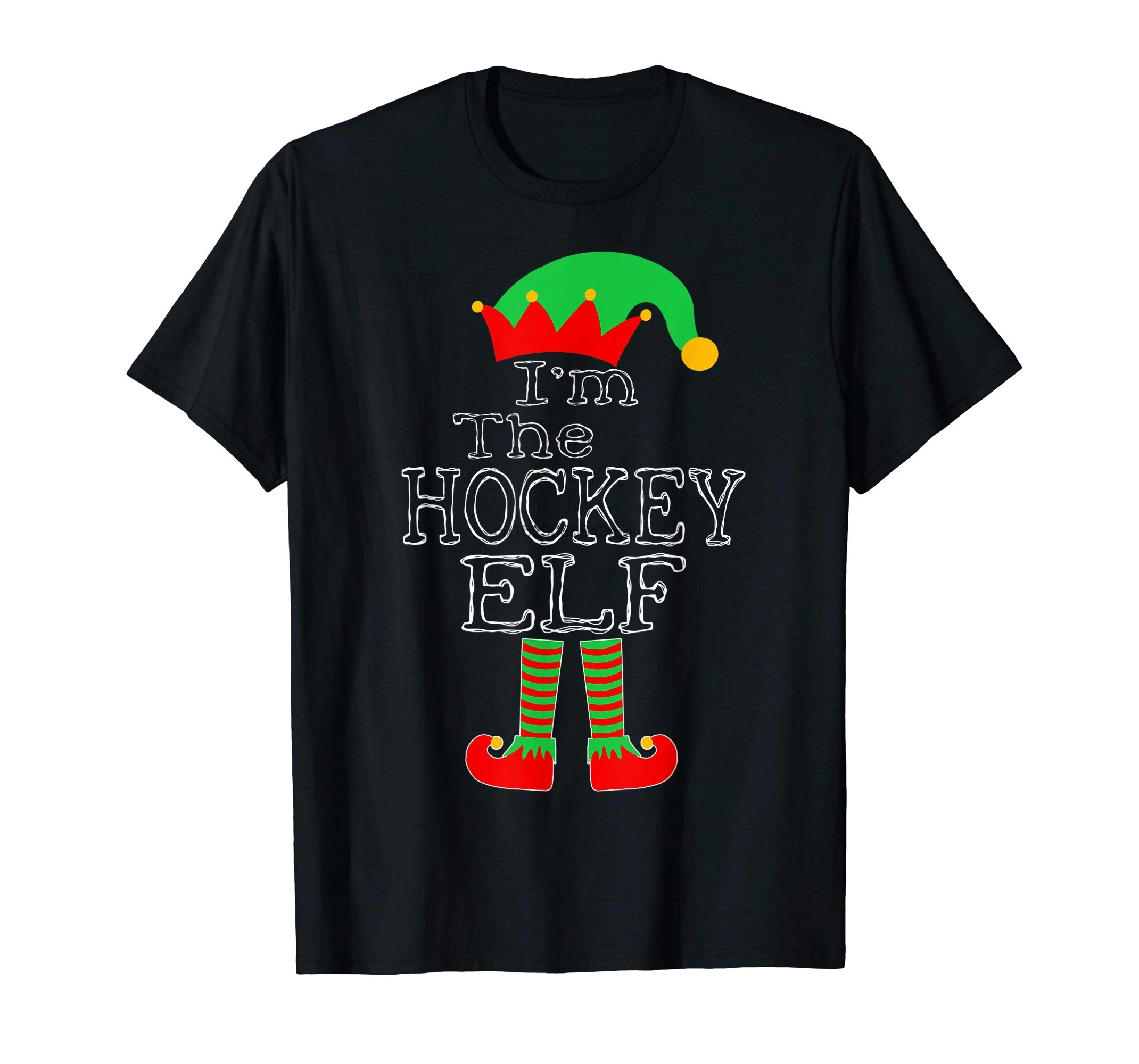 Футболки с надписью I'm The HOCKEY Elf милый Рождественский семейный костюм Подарочная