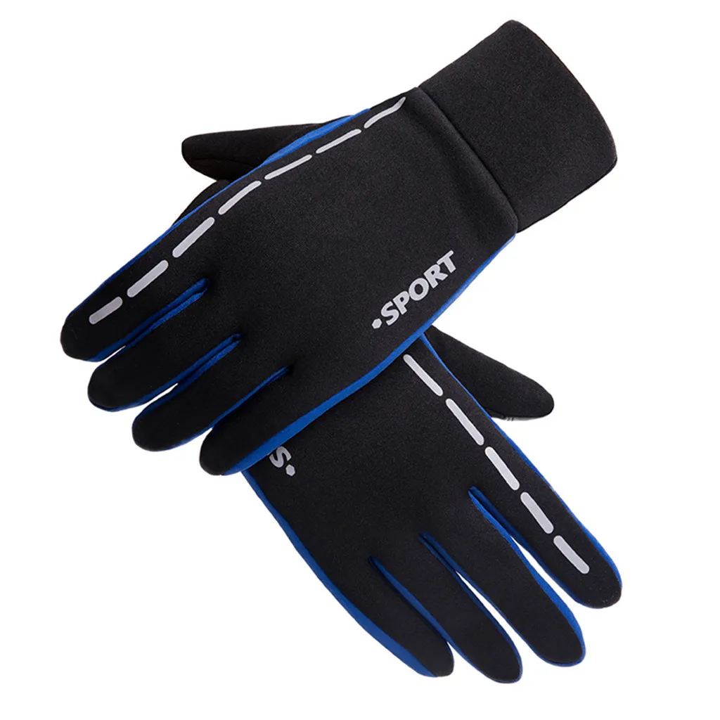 Мужские зимние перчатки с противоскользящим эластичным манжетом, теплые мягкие красные перчатки с подкладкой, спортивные перчатки для вождения, велосипедные теплые перчатки# L20