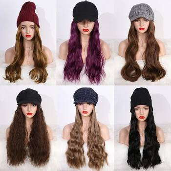 

Aiva Heat Resistant Natural Wave Synthetic Wig Glueless Long Cosplay Hat Wig Basketball Freishman Knitted Hat Wigs For Women