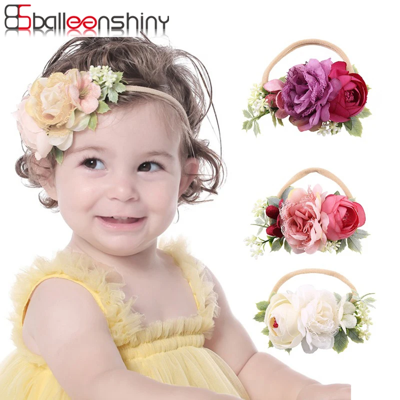 accessoriesdiy baby  Balleenshiny 10pcs Children's Bowknot Headdress Pearl Flower Nylon Headband Baby Soft Headband Kawaii Accessories Kids Headwear baby accessories designer