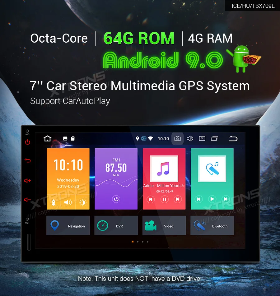 XTRONS 64 Гб ПЗУ 4G ram 2 Din 7 ''Универсальный Android 9,0 автомобильный Радио стерео плеер gps навигация DAB+ Bluetooth FM wifi USB без DVD