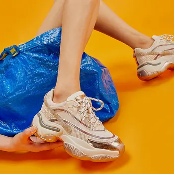 

EshtonShero Women's Shoes Vulcanize Platform Shoes Woman Pumps Sneakers Wedge Med Heels Ladies Elastic band Casual Shoe Size 3-9