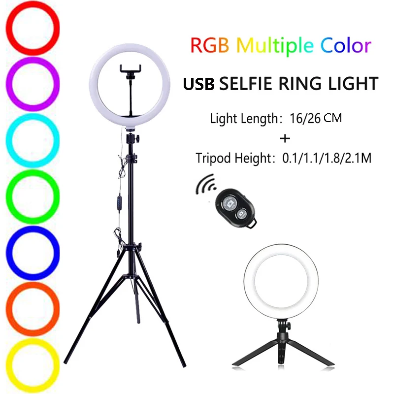 

26cm/10inch USB LED Selfie Ring Light with Tripod Selfie Light Ring Lamp Big Photography Ringlight with Stand for Phone Studio