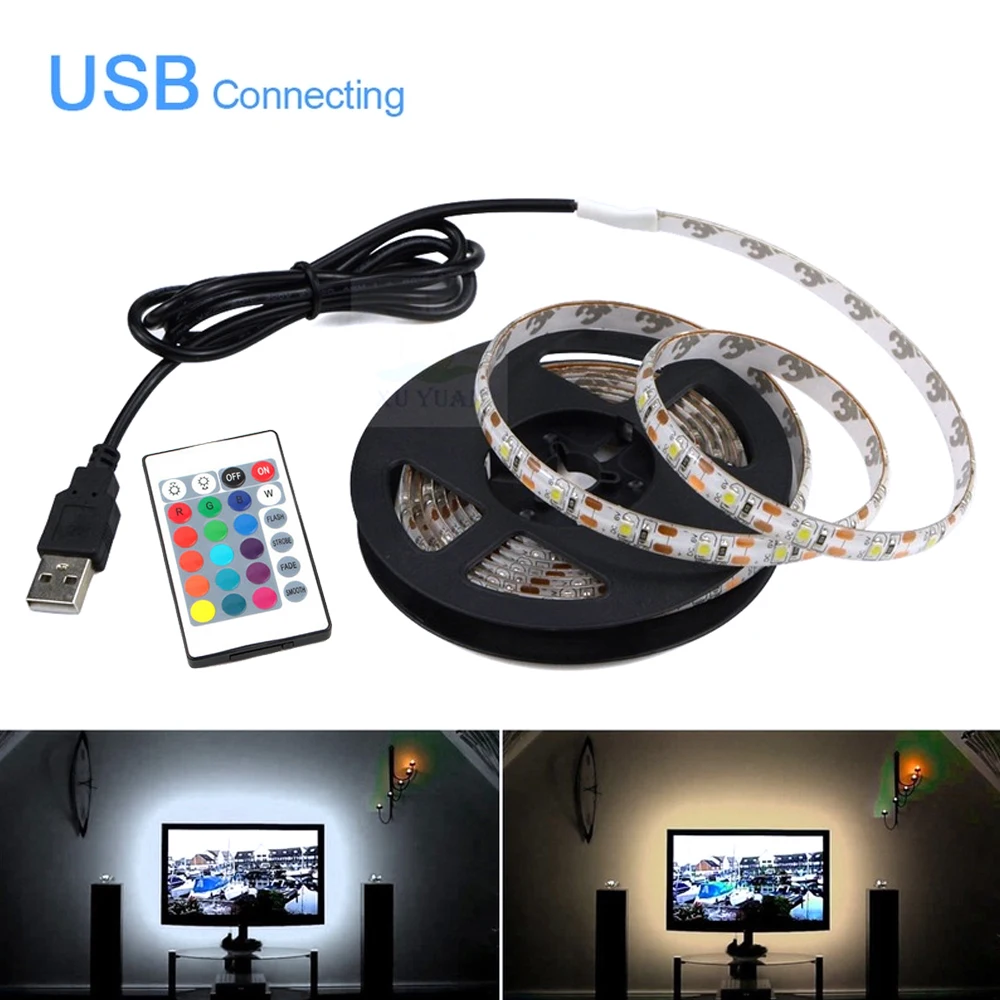 USB Светодиодная лента лампа 2835SMD DC5V гибкий светодиодный светильник 1 м 2 3 4 5 М HD ТВ
