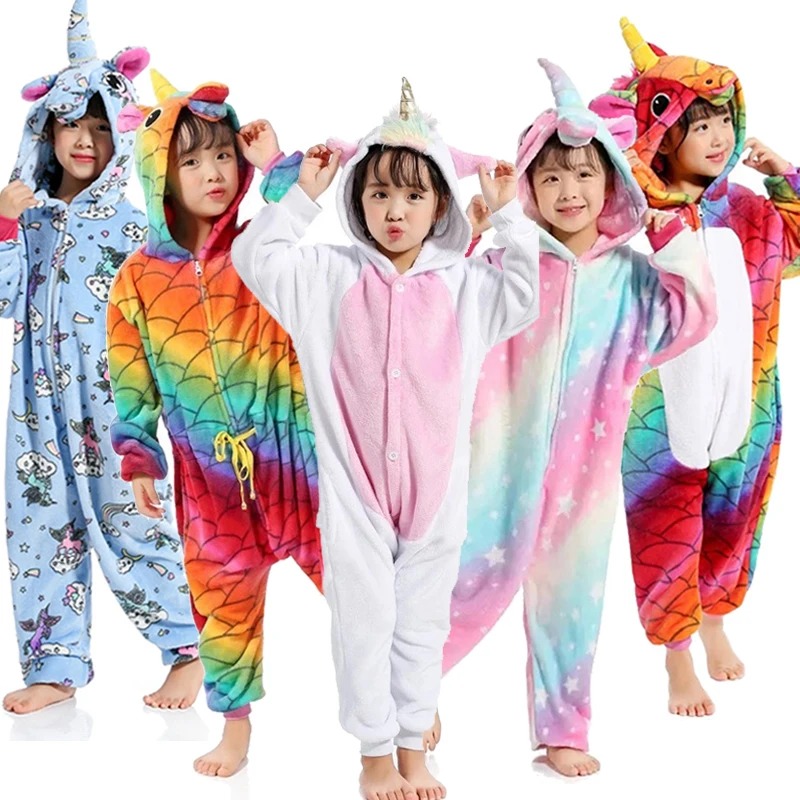 Kids Unicorn Pajamas For Children Animal Cartoon Blanket Sleepers Baby Costume Winter Boy Girl Licorne Jumspuit