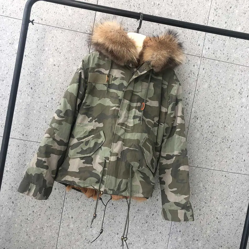 

Winter Jacket Women Army Green Parka Coats Real Large Raccoon Fur Collar Patch Fox Fur Lining Hooded Outwear Real Fur Parka