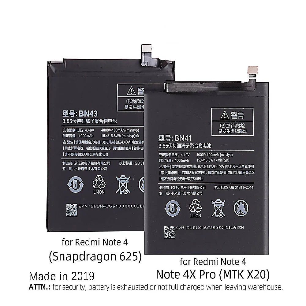 Для Xiaomi Redmi Note 4x аккумулятор Xiaomi Redmi Note 4X Pro BN41 Замена для Xiaomi Redmi Note 4 Аккумулятор 4100 мАч BN43
