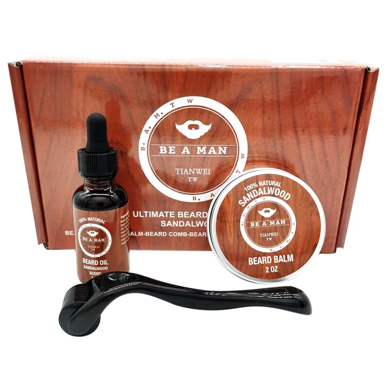 beard growth kit beard derma roller  beard growth serum oil  beard balm