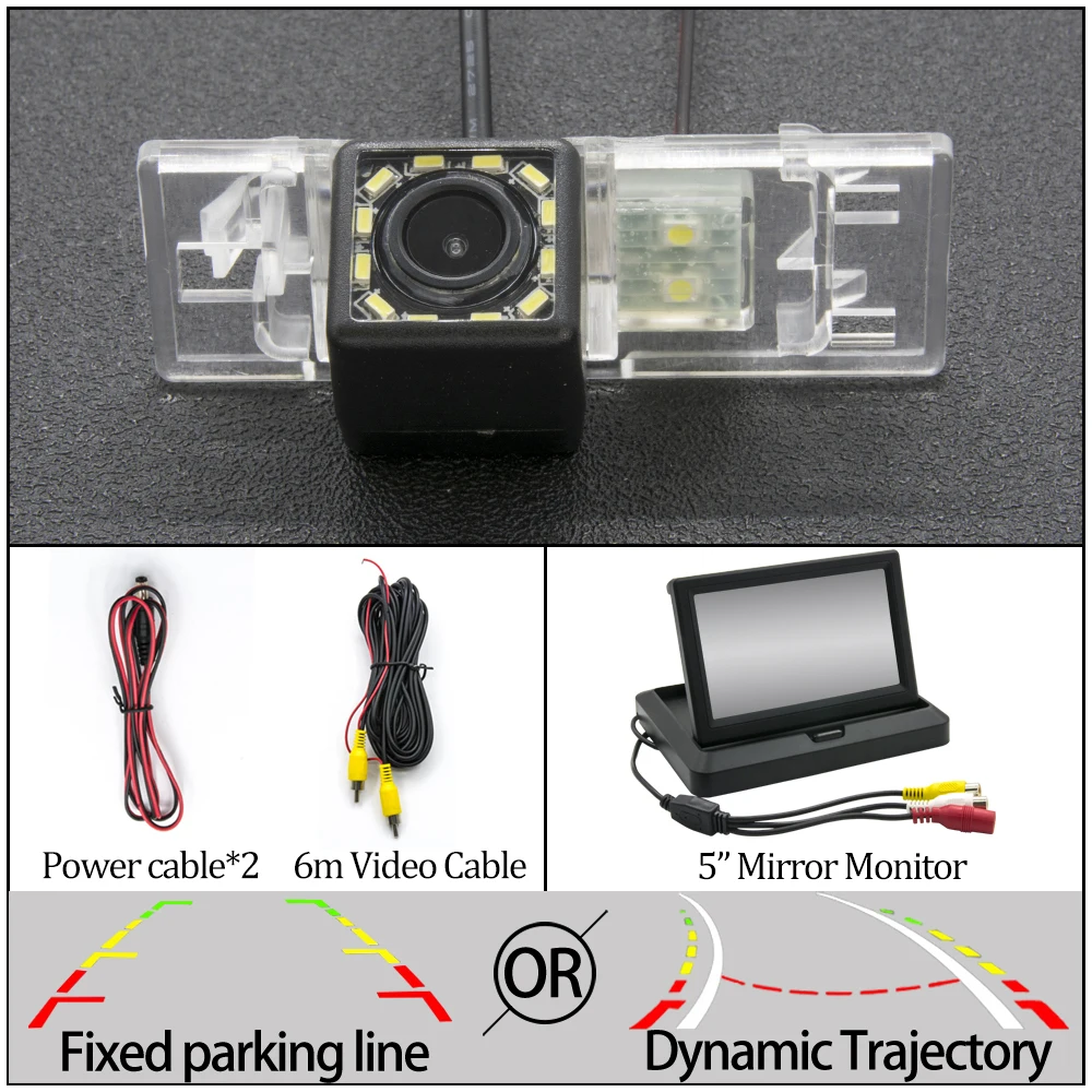 Фиксированная или траектория Автомобильная камера заднего вида для Nissan Note/Tone NOTE E11 2005-2013 geely vision x6 автомобильные аксессуары для парковки заднего вида - Название цвета: 12LED 5 in Foldable