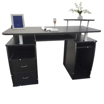 

120 x 55 x 75 cm Integrated Melamine Board Computer Desk with Drawers Black 1pc Door with 3pcs Drawers