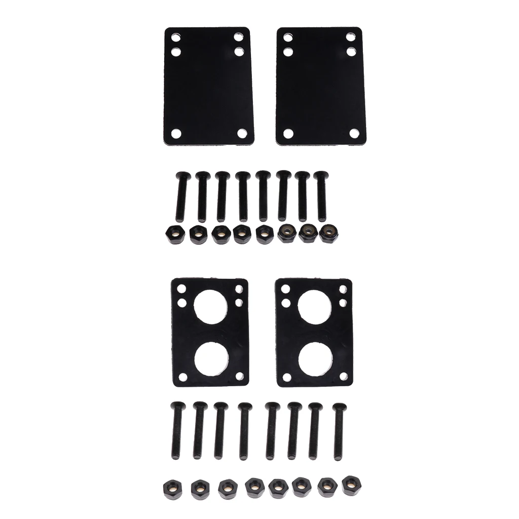 Skateboard Riser Pads Longboard Hardware Screw Set High Strength Black 3mm Pad+6mm Pad Skateboard Parts Skateboard Accessories