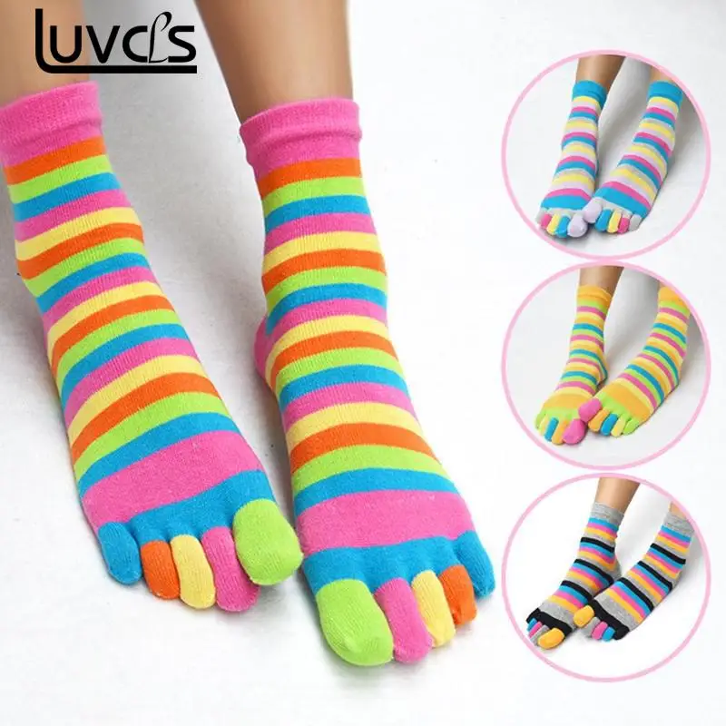 Пять пальцев носки женские хлопковые трубки милые хлопковые летние сезона дезодорант Радуга пять пальцев носки