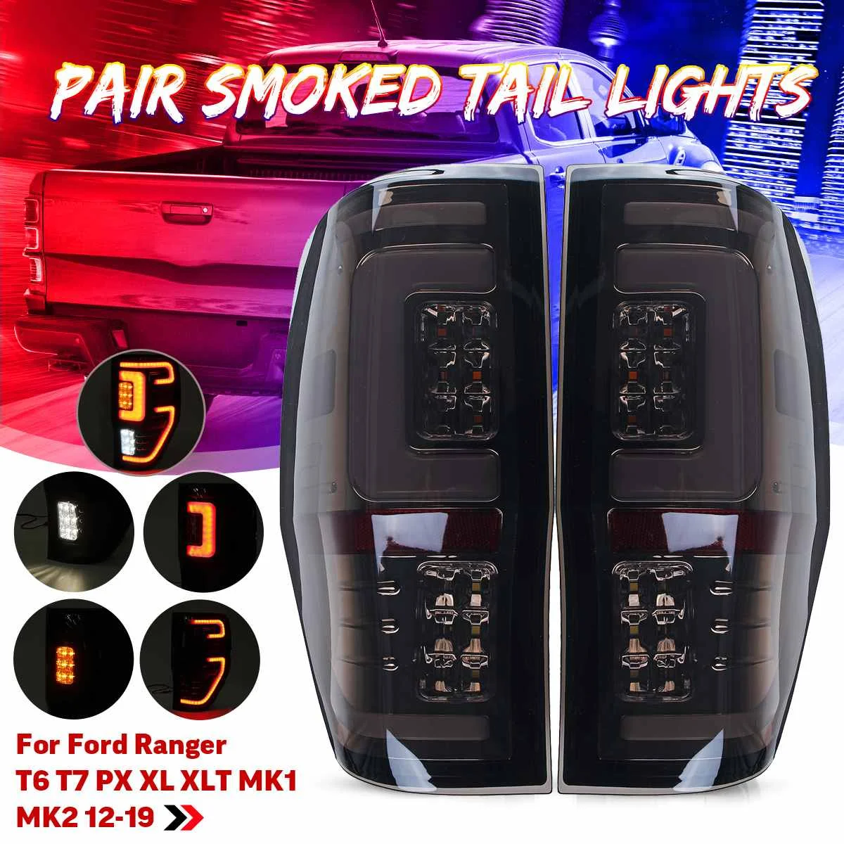 1 Paar Achterlicht Led Gerookte Shell Auto Licht Achterrem Lamp Voor Ford Ranger Voor Raptor T6 T7 Px xl Xlt MK1 MK2 2012-2019 1 Paar Achterlicht Led Gerookte Shell Auto Licht Achterrem Lamp Voor Ford Ranger Voor Raptor T6 T7 Px xl Xlt MK1 MK2 2012-2019