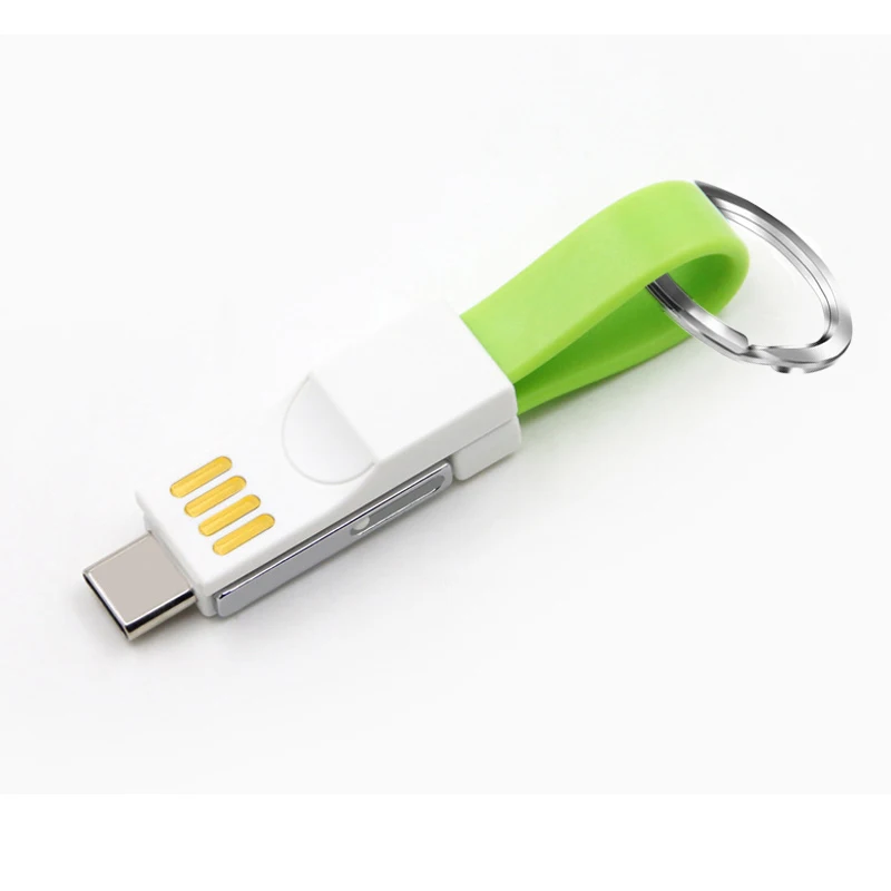 Многофункциональный Кабель Micro USB для Android, Кабель Microusb, брелок, аксессуар, портативный кабель для передачи данных, кабели для зарядки Xiaomi AD - Цвет: Green