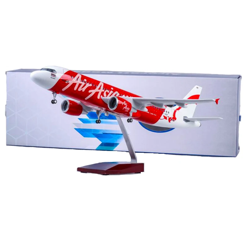 

1/80 47CM Airbus A320 NEO Air Asia.Com Airline Plane Model Alloy Base W Landing Gear & Light Airplane Toys Fixed-wing Aircraft
