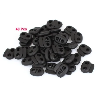 

Backpack Lanyard Spring Stop Ends Rope Cord Locks Black 40 Pcs